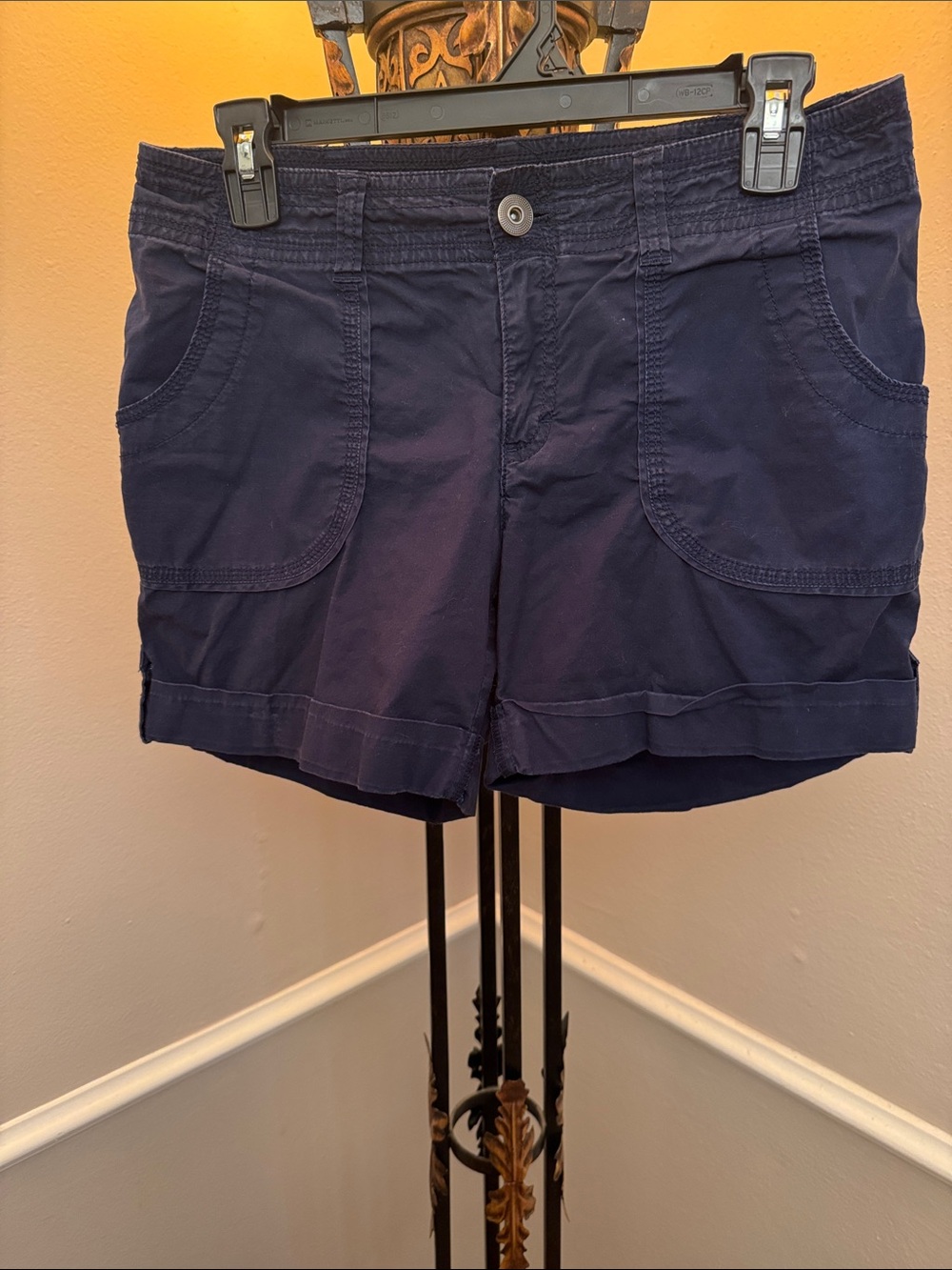 INC International Concepts Navy High-Rise Cotton Blend Shorts